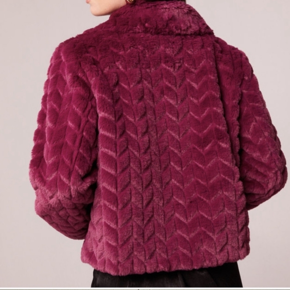 SOLD****Band of Gypsies (the Free) Val Faux Fur Chevron Jacket NWT XS, S, & M - Picture 2 of 8